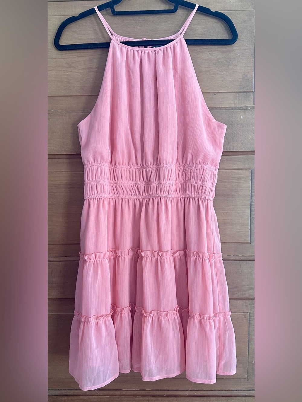 Trixxi Peach Halter Tiered Dress!  Sz L!  Worn once!  EUC!  Like new SUMMER!